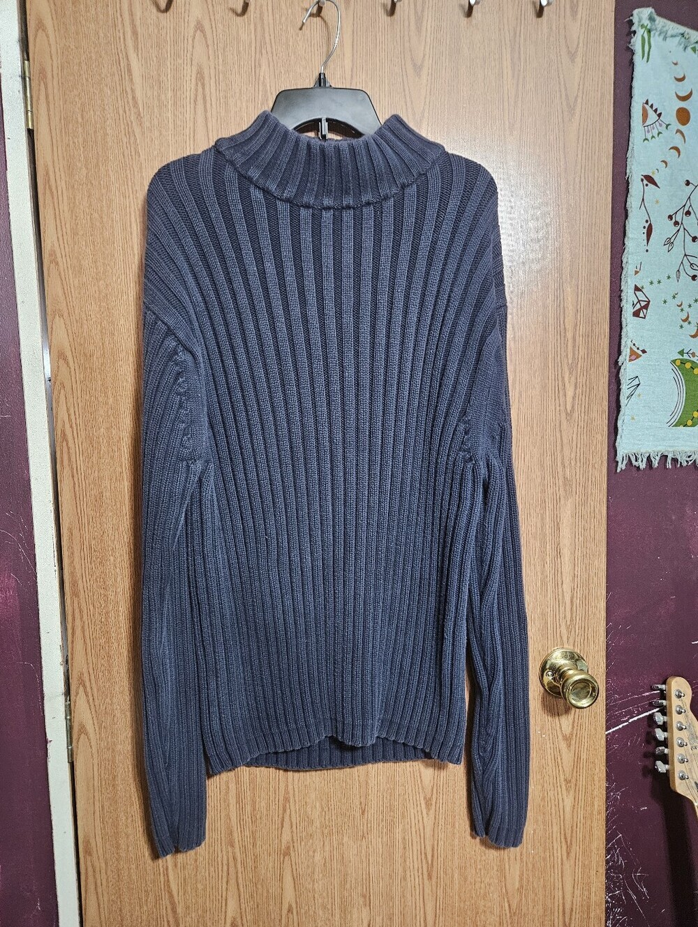 Vintage Y2K Banana Republic Navy Ribbed Turtleneck Sweater Size XL!